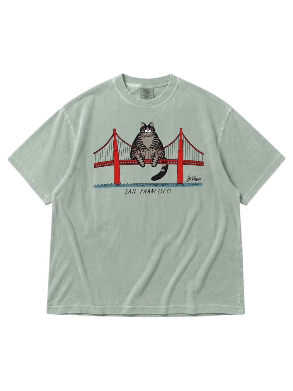 Comfort Colors Bay Green Cat Graphic Tee